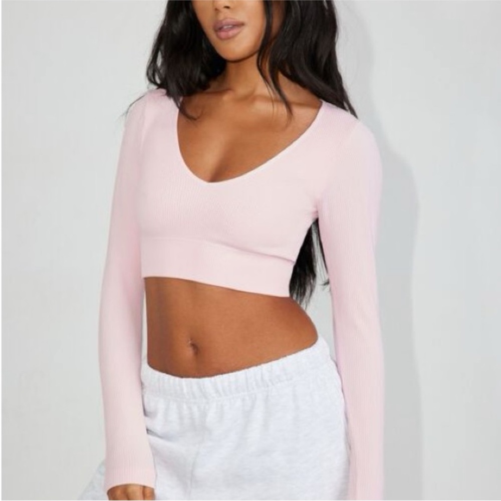 Garage Stella Seamless Light Pink Long Sleeve Crop Top